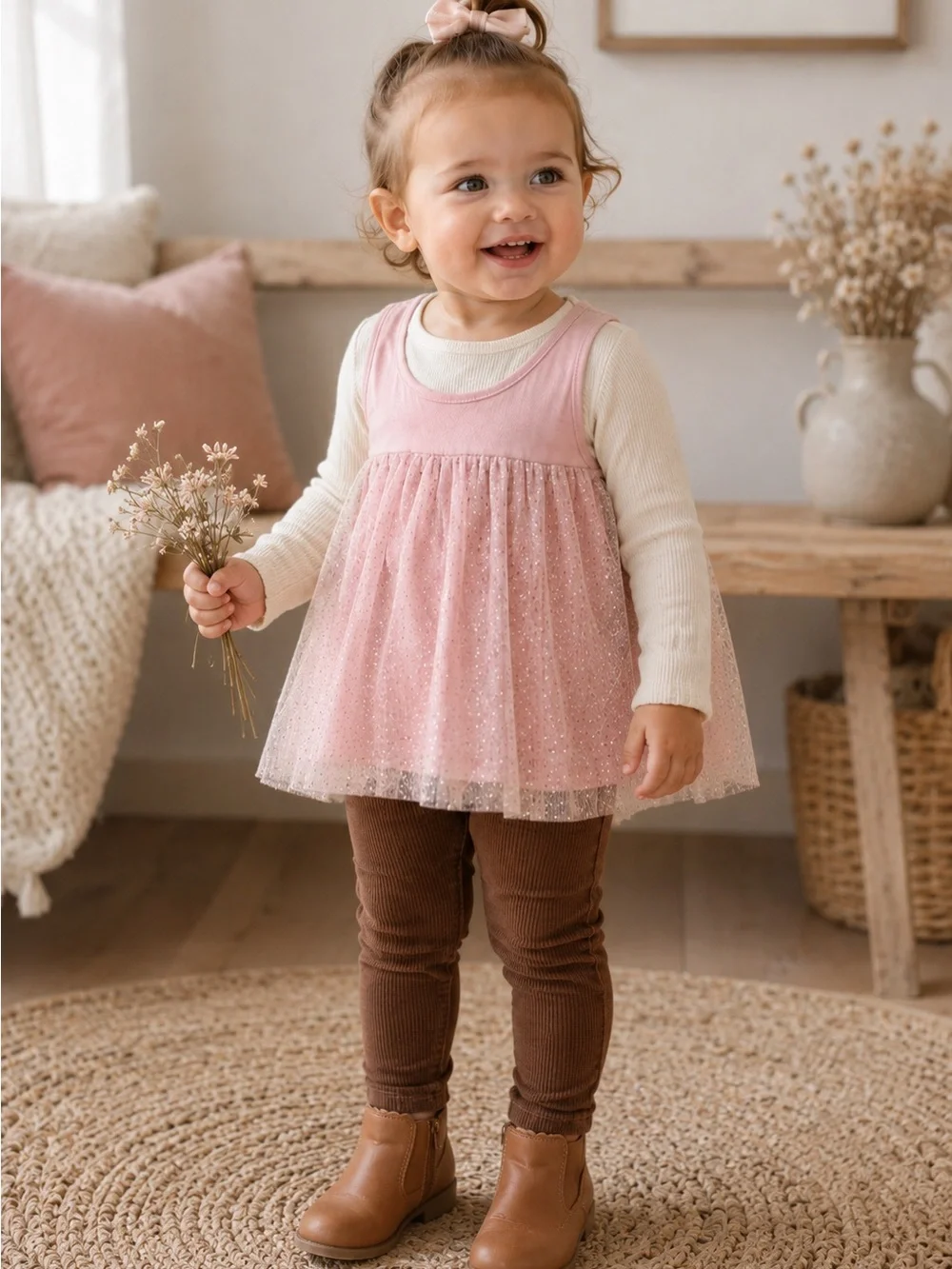 Baby GAP Girls 3T Pink Glitter Tulle Tank Top Empire Waist